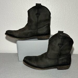 Liberty Black leather western ankle boots